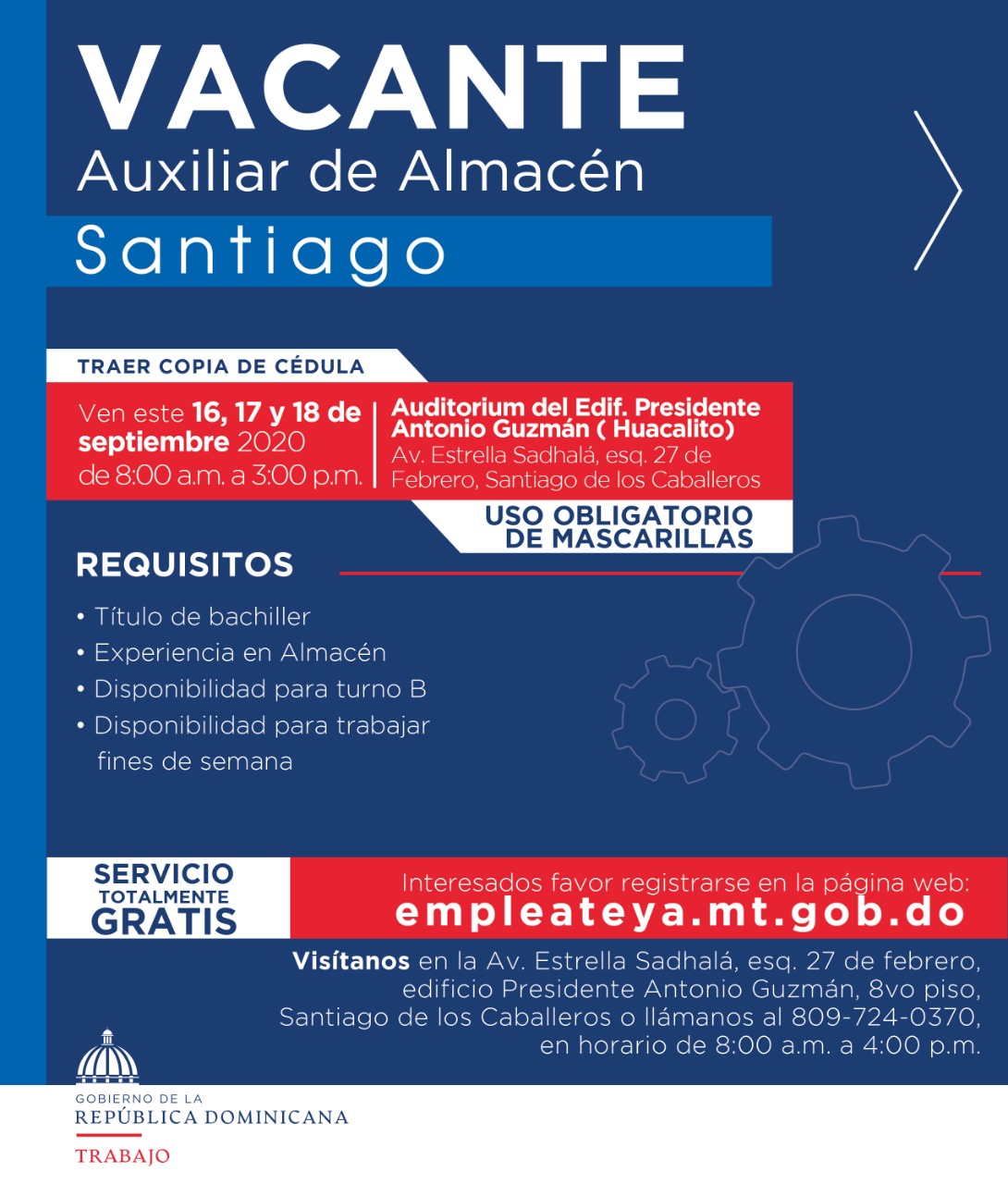 Ministerio de Trabajo invita a los interesados depositar currículo vitae para optar por diversas vacantes de empleo