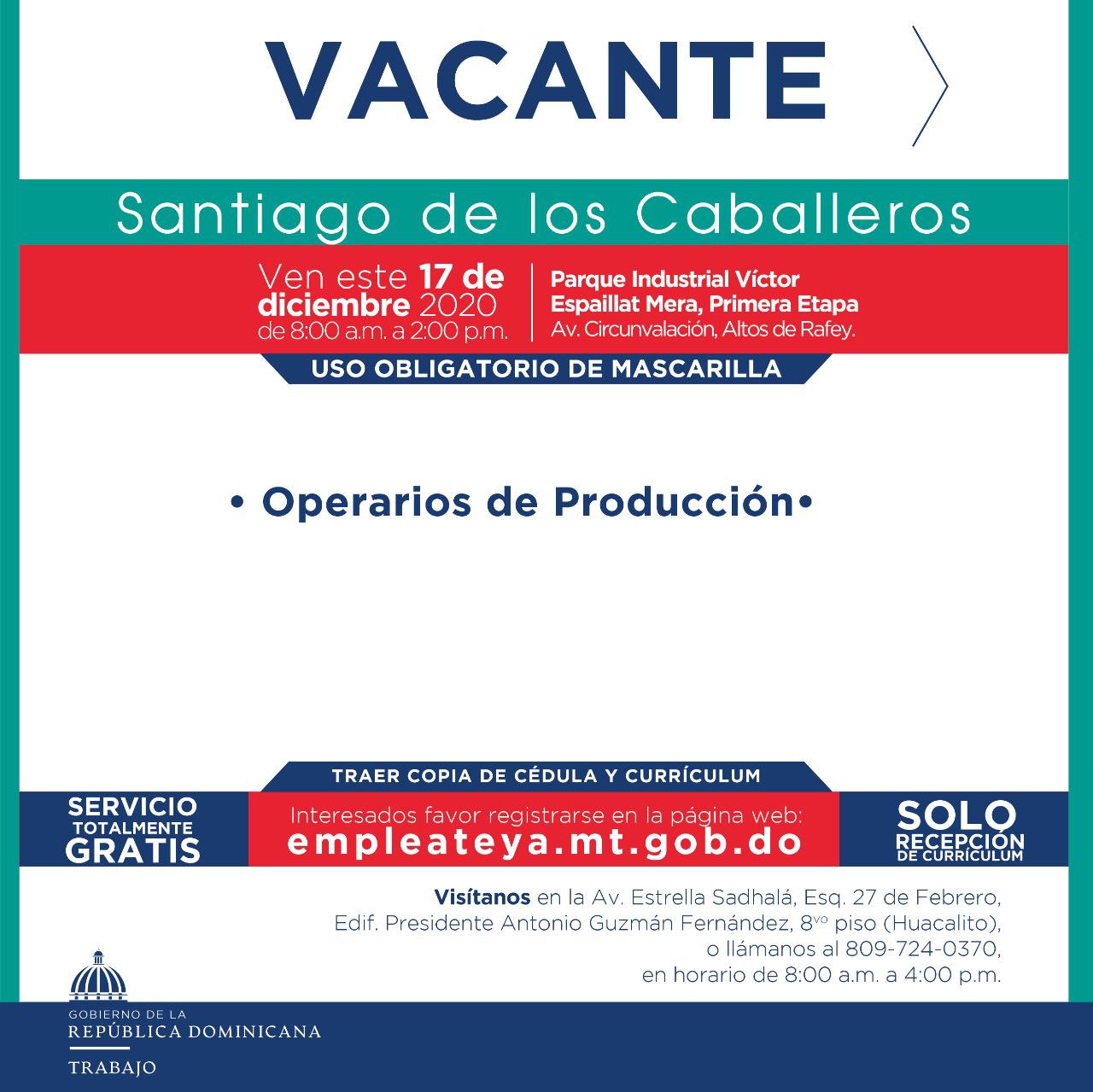 Ministerio de Trabajo invita proceso de reclutamiento en Santiago de los Caballeros