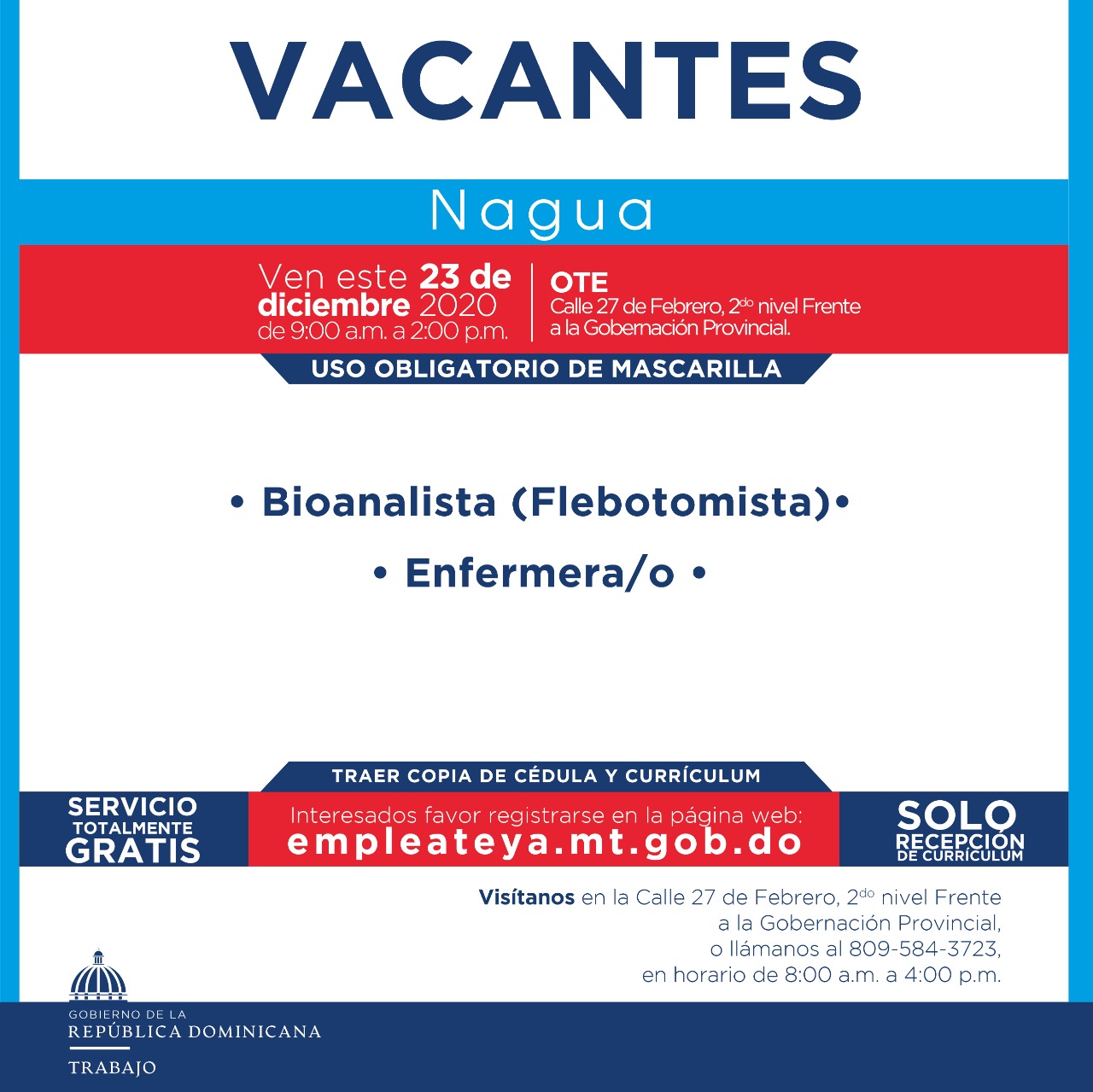 Ministerio de Trabajo invita proceso de reclutamiento en Nagua